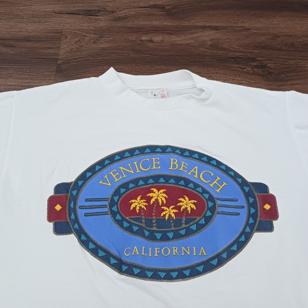 Vintage Big Bear Venice Beach California Graphic T-Shirt White Single Stitch M